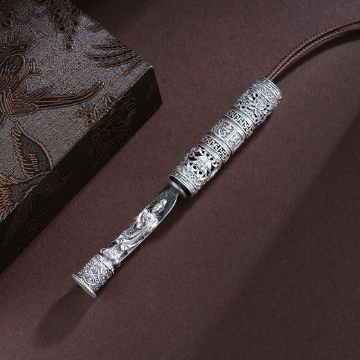 子佩集S999银【护佑福缘】套链【CD0648】纯银可抽出圆柱观音项链2504 商品图2