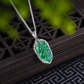 子佩集S925银【一叶幽梦】套链【TL015468】纯银绿玉髓叶子树叶绿叶项链2504