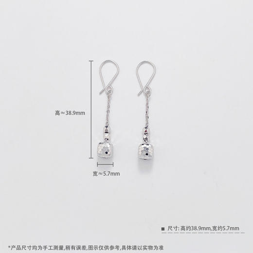 【限时8.8折】【线上铂金馆】PT950 #CNC 铂金空心CNC蹦迪珠鱼鳞几何方块流苏耳饰耳吊耳钩(PTES00001)预售产品下单后不退款不退货不换货不补差价) 商品图2