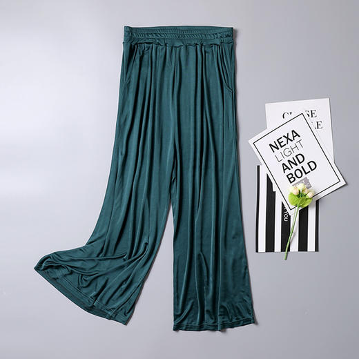 丁摩百搭宽松针织真丝阔腿裤女 松紧腰九分裤休闲裤 桑蚕丝面料透气AL003 商品图7