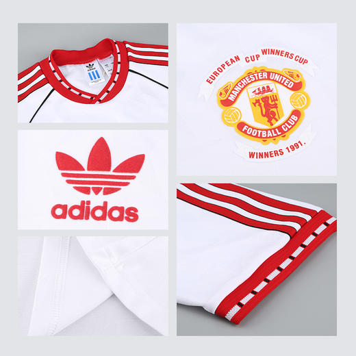小李子阿迪达斯曼联1991年复刻款球迷版客场球衣短袖成人男JF0376 商品图3