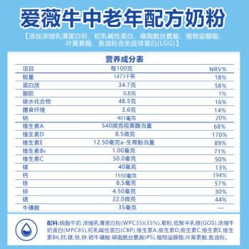 爱薇牛中老年A2β免疫球蛋白低GI高钙脱脂奶粉800g罐澳洲进口无蔗糖添加 商品图6