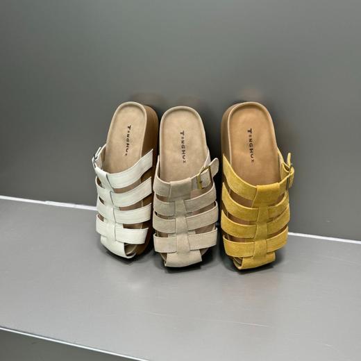 小众设计包头半拖鞋女款！2025夏季新款外穿罗马编织一脚蹬休闲凉拖鞋！ 商品图3