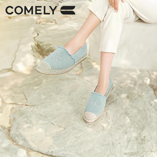 康莉KSH5A152透气渔夫鞋女春季新款编织烫钻平底懒人休闲一脚蹬鞋子 商品图2