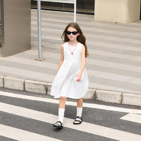 马克珍妮夏装 女童简约风花边大口袋背心裙连衣裙550530