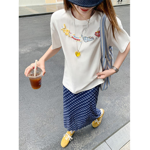 <曾小咸推荐>韩系甜美简约夏季格子半裙套装 商品图2