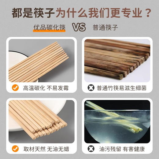 「100支装！加粗款」一次性筷子外卖饭店餐厅方便碗筷餐具家用商用卫生竹筷餐饮用具 商品图3