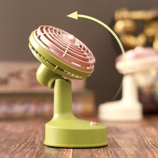 【经典复古❗桌面风扇】沉浸式3D立体一档风，更柔和告别久吹头痛，室内形成持续微风，带动空气流通，避免直吹，USB充电式圆头90度倾斜可调角度台式风扇QQ 商品图2