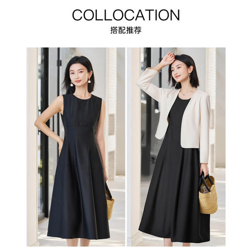 米思阳2026春季新款赫本风简约修身无袖气质小黑裙连衣裙女4949 商品图3
