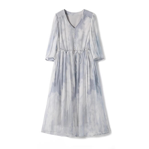 【高货ayts】全新升级【铂金会员514/天猫689/差价175】(13811) 洛诗琳夏季女装新款高端收腰印花真丝连衣裙 商品图4