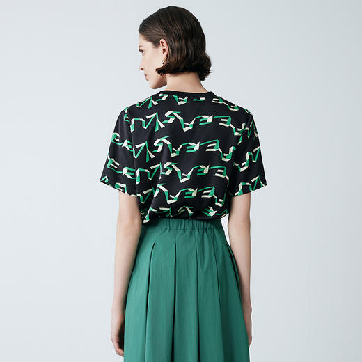 EITIE爱特爱夏季新款气质收腰显瘦通勤时尚印花T恤上衣7813514 商品图4