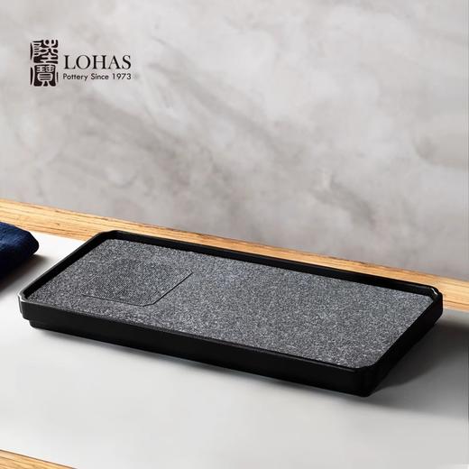 台湾陆宝陶瓷书香墨客茶盘储水浅盘配排水管茶席陶瓷家用方形茶盘陆宝书香墨客茶盘45*23.8*9cm 砚灰黑 商品图2