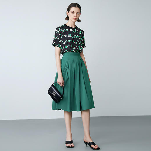 EITIE爱特爱夏季新款气质收腰显瘦通勤时尚印花T恤上衣7813514 商品图3