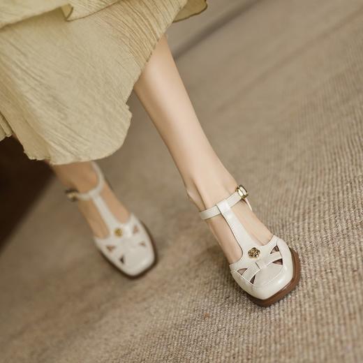 手工女鞋包头粗跟凉鞋女夏外穿软底软面真皮镂空罗马鞋子5CM 商品图1