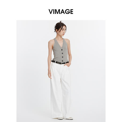 VIMAGE纬漫纪慵懒感休闲港风无袖挂脖针织吊带上衣2025夏季新款V2301933 商品图6
