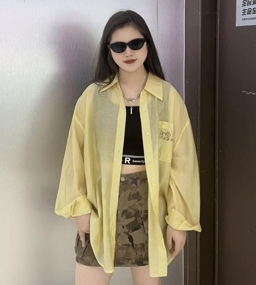 N前后印图案长袖衬衫（黄）夏季 152060060321 商品图2