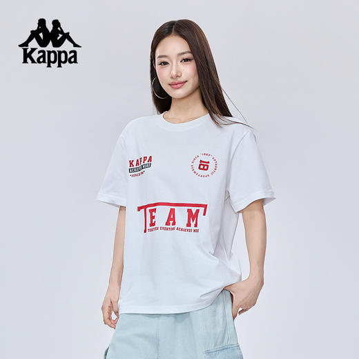 Kappa卡帕背靠背2025新款夏季运动t恤男女款休闲纯棉短袖透气上衣KPCJBTD16 商品图3