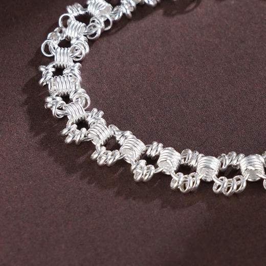 子佩集S990银【清韵雅颂】手链【MXSL009】纯银钱串腰缠万贯小圆环可转动盘缠盘缠2504 商品图5