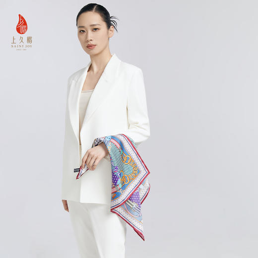 SAINTJOY/上久楷 女式真丝方巾  橙色 紫蓝色 衍生  FJS24015 商品图7