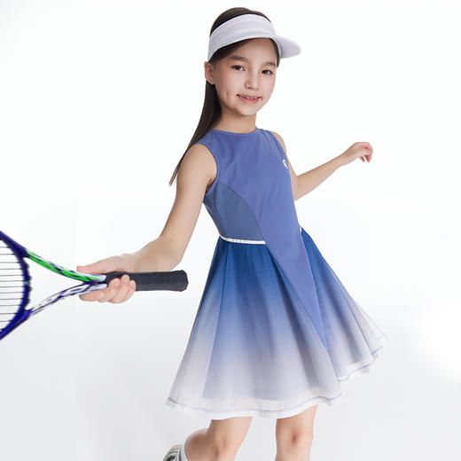 onmygame女童连衣裙无袖儿童夏运动透气网球裙子渐变色春装背心裙 商品图1