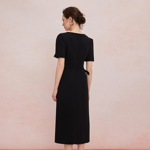 QF843斯尔丽25夏季新款法式浪漫U型领直身中长高雅白领小礼服连衣裙 商品图1