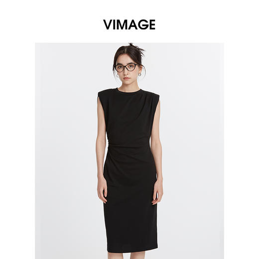 VIMAGE纬漫纪夏季新款时尚通勤无袖收腰显瘦连衣裙V2107728 商品图1