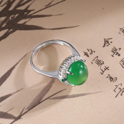 子佩集S925银【翠凝】戒指【JZ016032】纯银绿玉髓2504 商品图3