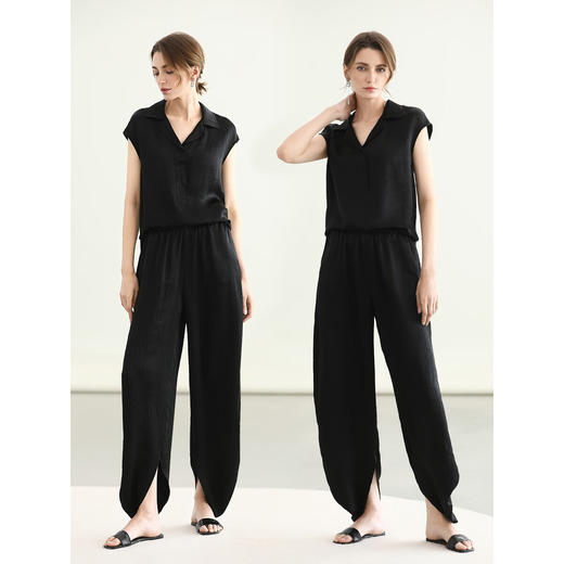 COCOBELLA100%醋酸]黑色极简风衬衫女奢感通勤上衣SR0070-2 商品图1