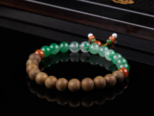 XY0305沉香+非洲翠南红珍珠手串 商品图5