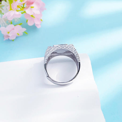 【限时8.8折】【线上铂金馆】【男戒】PT950 【国际铂金协会】铂金空心方形活口戒指时尚仿钻百搭三条杠男戒(ACPTNJ00009)预售产品下单后不退款不退货不换货不补差价) 商品图3