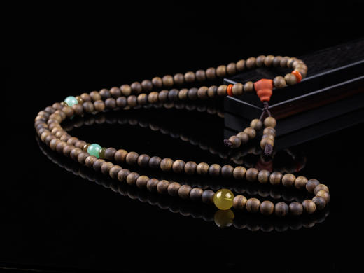 XY0300沉香+翡翠南红蜜蜡双圈 商品图3