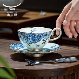 【6F】国瓷永丰源 铂金青花3头茶咖杯