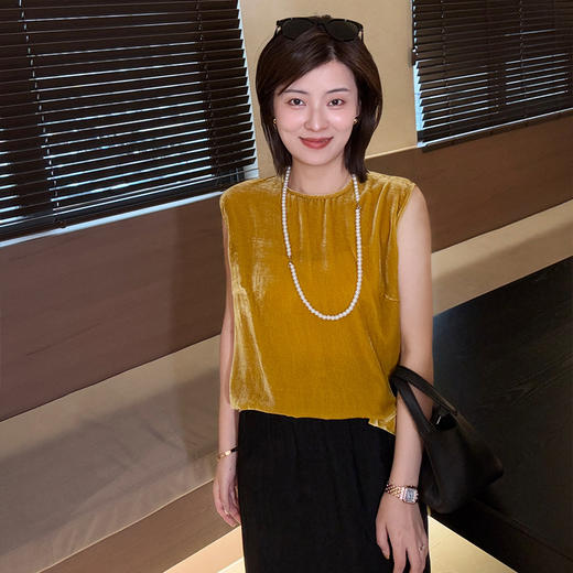 【现货】良木礼真丝丝绒背心（S538） 商品图0