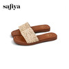Safiya/索菲娅2025波西米亚编织时尚方头外穿百搭平底一字拖SFD2110370 商品缩略图6