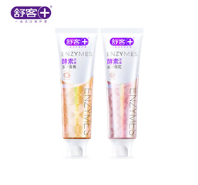 舒客 法国天然酵素牙膏 120g*2（蜜桃味+樱花味）美白牙齿 口味随机 新老包装随机
