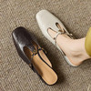 手工女鞋复古丁字扣包头穆勒鞋夏季外穿粗跟拖鞋软底软面3CM 商品缩略图0