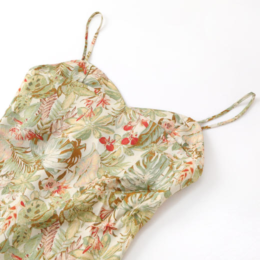 洛诗琳13423气质印花吊带连衣裙2025新款法式A字真丝吊带裙0598 商品图3