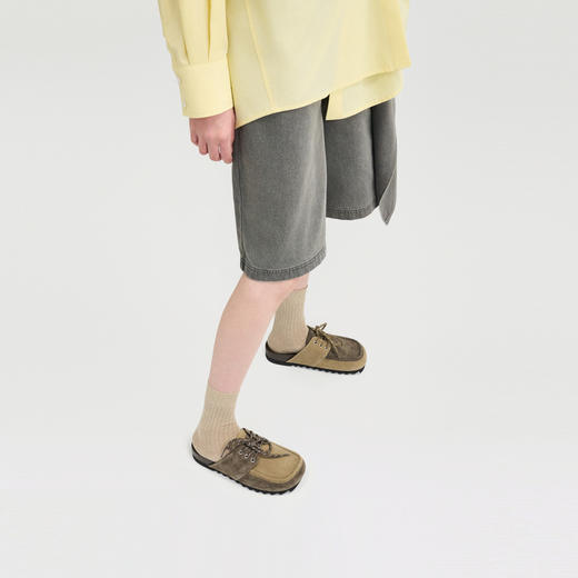 lost in echo2025春夏新款时髦方头拼色真皮德比勃肯鞋一脚蹬女 商品图3