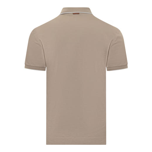 ZEGNA 杰尼亚 男士字母徽标刺绣弹力棉质短袖polo衫 米色 UF358A9 F746 N02 商品图1