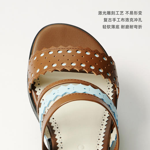 lost in echo2025春夏新款时尚布洛克撞色镂空多条带轻便平底凉鞋 商品图2