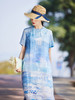 雀说新款高端苎麻印花新中式改良旗袍国风立领短袖文艺连衣裙ALS523 商品缩略图5