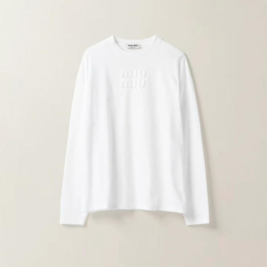 MIU-T 贴布绣白色长袖T恤 商品图0