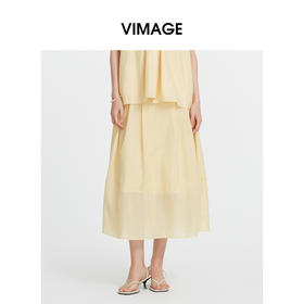 VIMAGE纬漫纪夏季新款舒适柔软通勤高腰半身裙V2106726