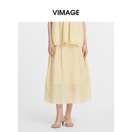 VIMAGE纬漫纪夏季新款舒适柔软通勤高腰半身裙V2106726 商品图0