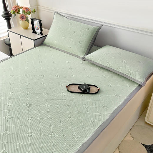 【A类冰丝提花凉席】冰丝提花凉席A类夏冰丝席子床单席纯色三件套乙纶 商品图7