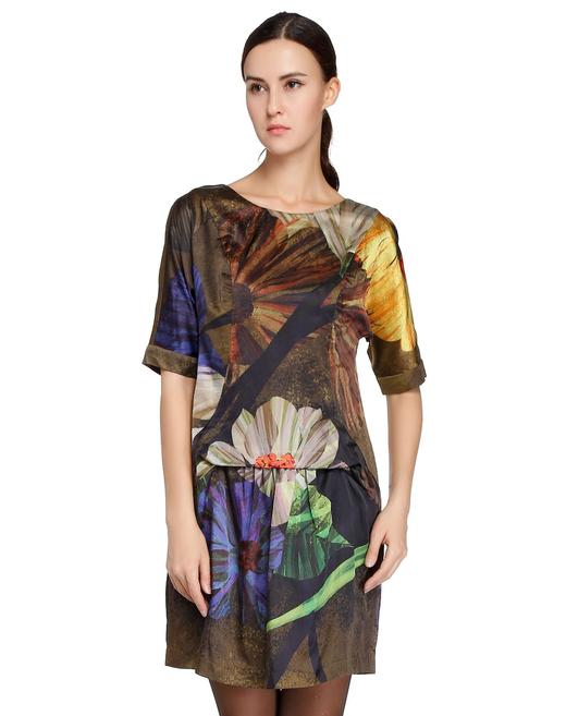 A1113440102  玛丝菲尔Marisfrolg 玛丝菲尔Marisfrolg 紫/多色印花优雅中袖长款上衣 商品图0