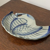 日本名家作仙鹤手绘异型陶碟 保存品 商品缩略图1