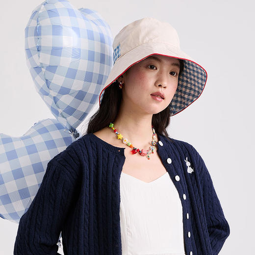 大英博物馆 巴斯特系列 萌猫复古 格纹 渔夫帽遮阳帽 商品图3