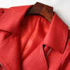 TLR1943LA522M 兰奥Loor女款休闲宽松中长款腰带西装领绵羊皮真皮皮衣外套 红 参考实拍图颜色 商品缩略图2