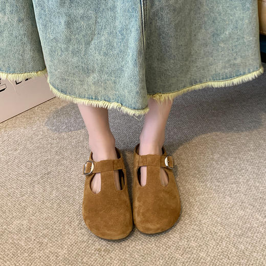 2025新款勃肯拖鞋！复古T字扣包头半拖加肥加宽大码女鞋！ 商品图0